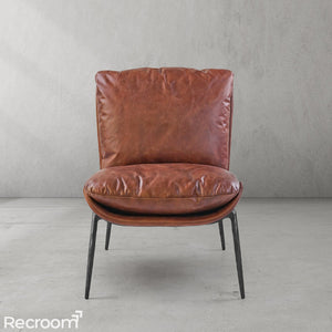 Thaddeo Vintage Leather Armrest Lounge Chair - Zonesus