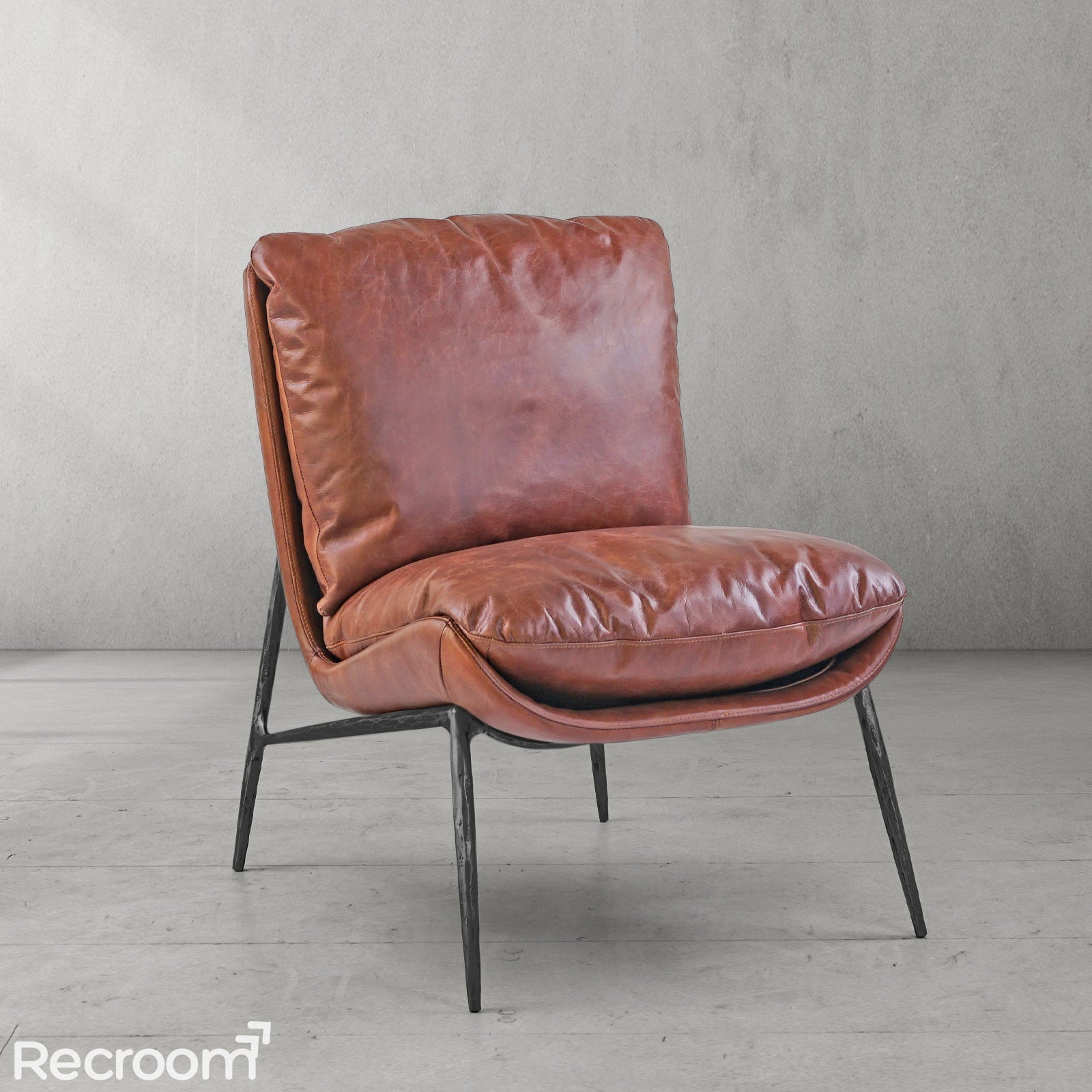 Thaddeo Vintage Leather Armrest Lounge Chair - Zonesus