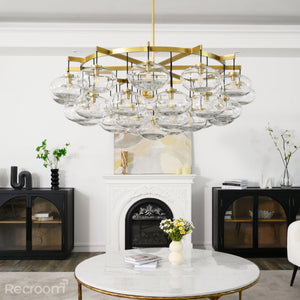 Cabretten Clear Glass Round Chandelier 60" - Zonesus