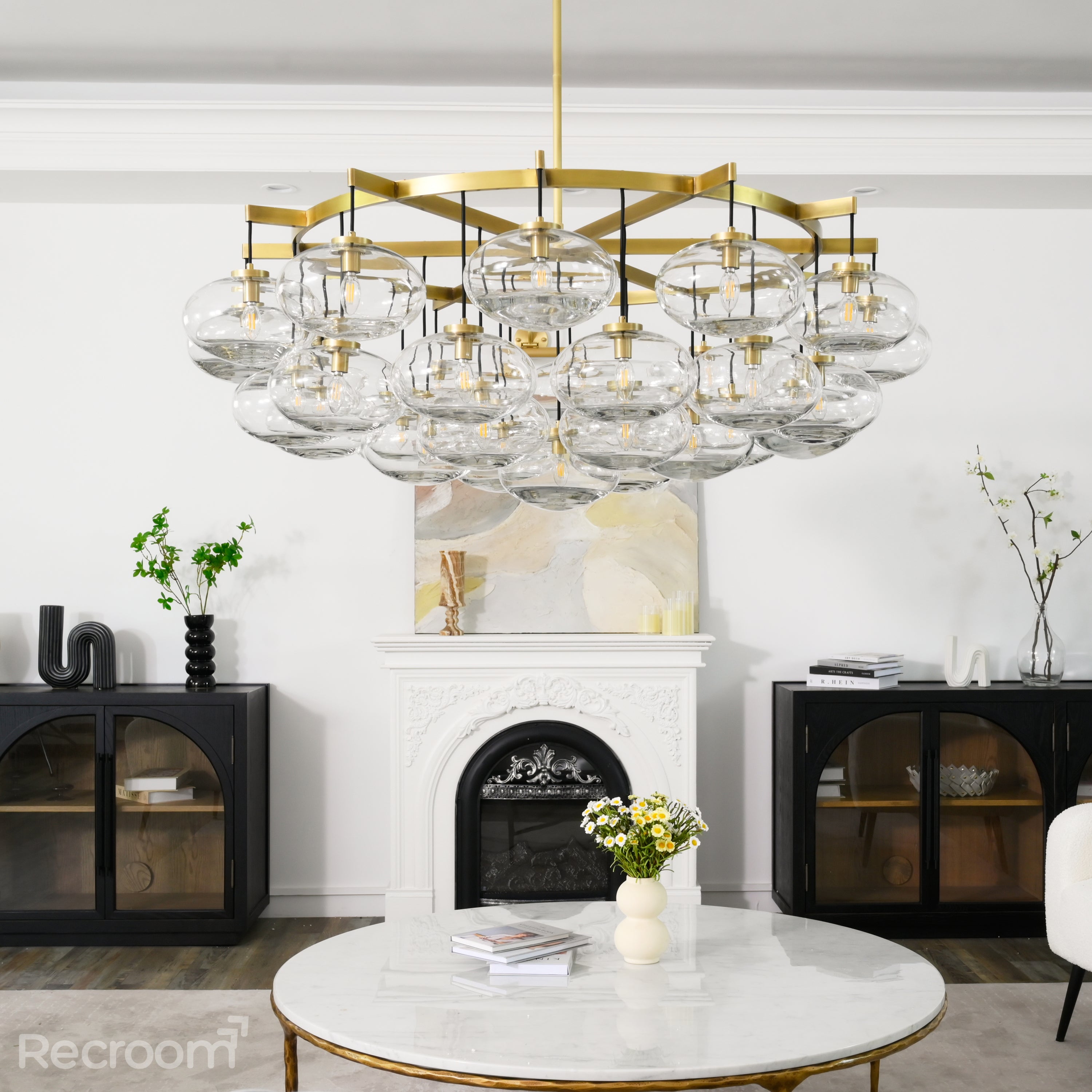 Cabretten Clear Glass Round Chandelier 60" - Zonesus