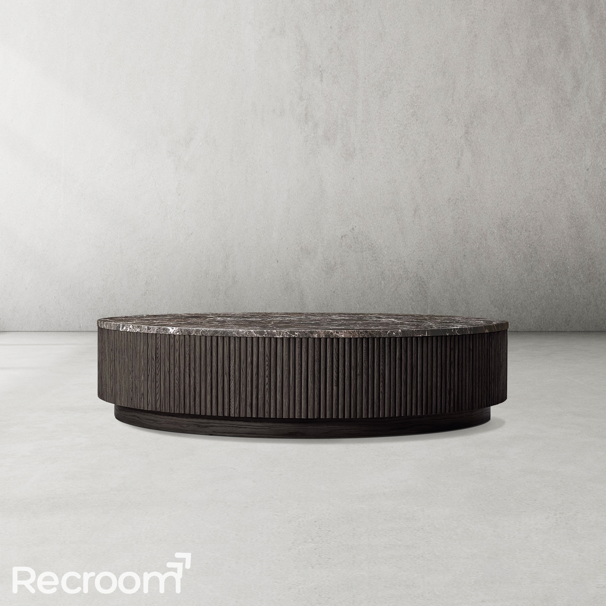 Muelholland Oak Wood & Stone Round Coffee Table - Zonesus