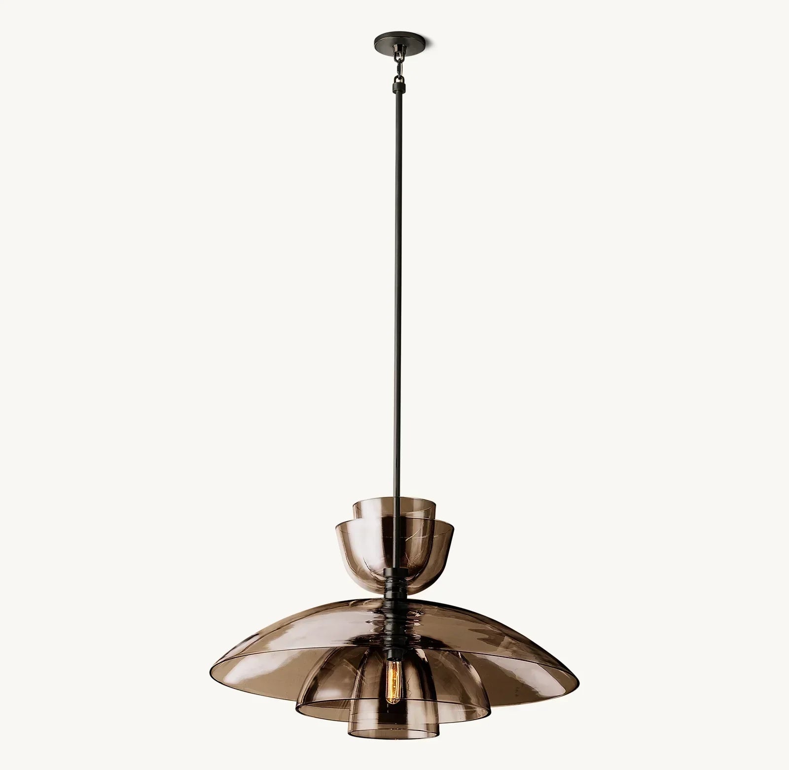 Bloomy Amber Glass Cloche Grand Pendant - Zonesus