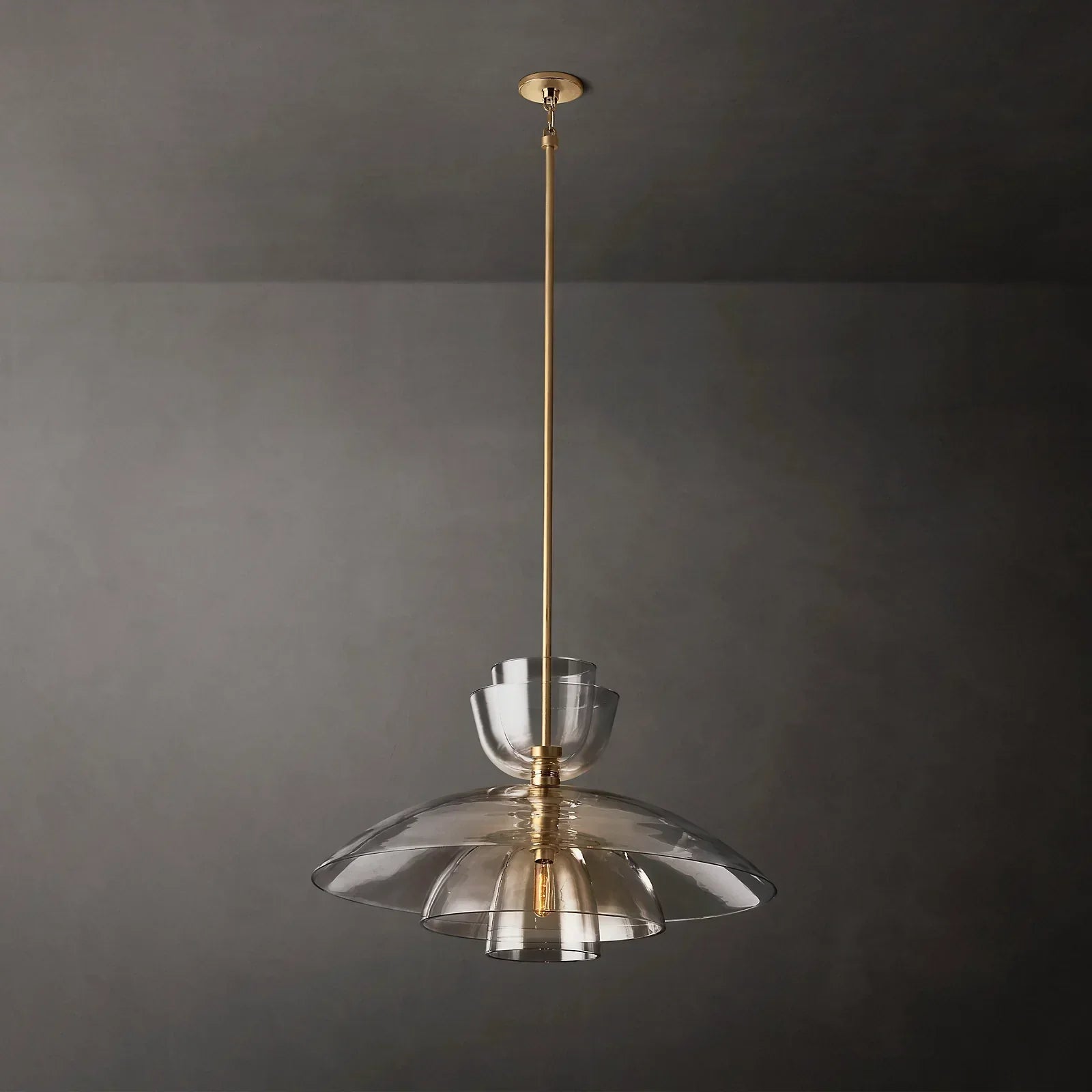 Bloomy Clear Glass Cloche Grand Pendant - Zonesus