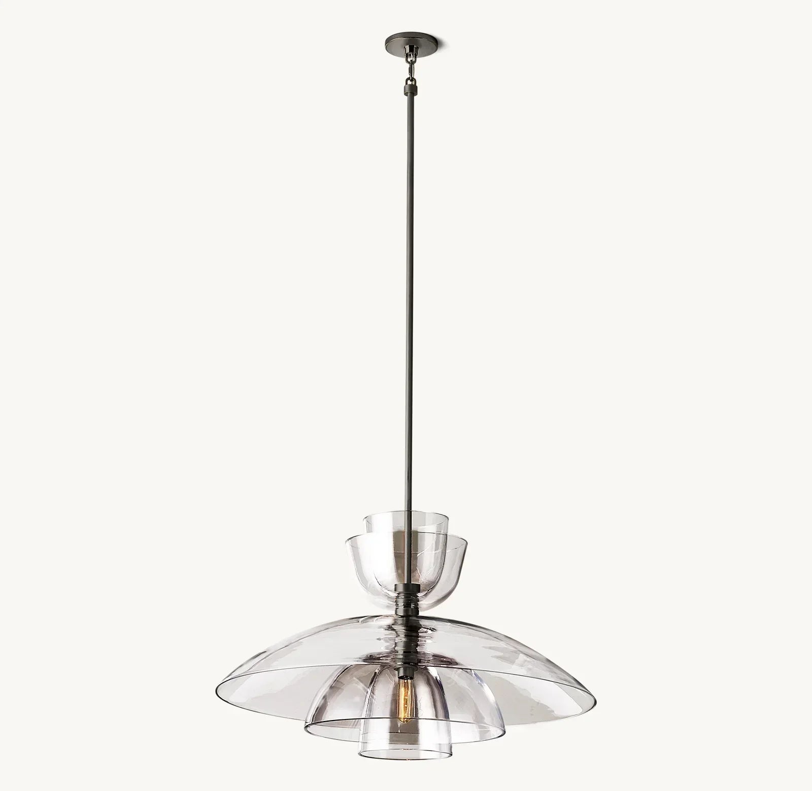 Bloomy Clear Glass Cloche Grand Pendant - Zonesus
