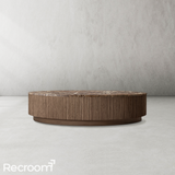 Muelholland Oak Wood & Stone Round Coffee Table - Zonesus