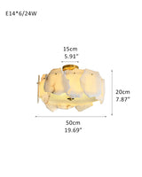 Elegance Semi Flush Alabaster Round Ceiling Light Fixture in Brass