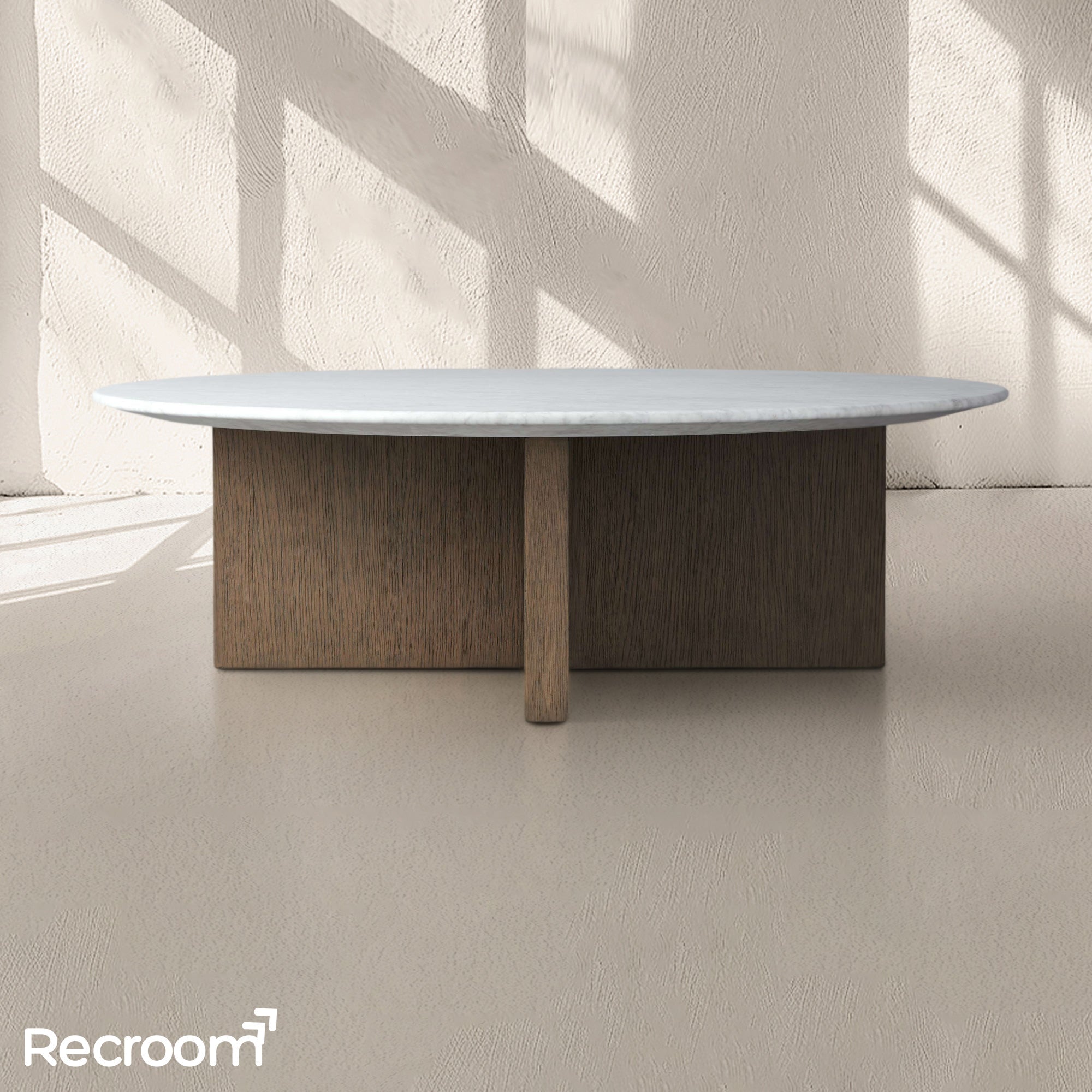 San Germani Round Stone Coffee Table with Clement Base - Zonesus