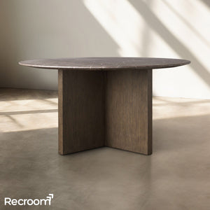 San Germani Round Stone Dining Table with Clement Base - Zonesus