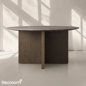 San Germani Round Stone Dining Table with Clement Base - Zonesus