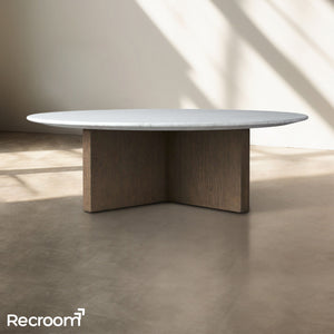 San Germani Round Stone Coffee Table with Clement Base - Zonesus