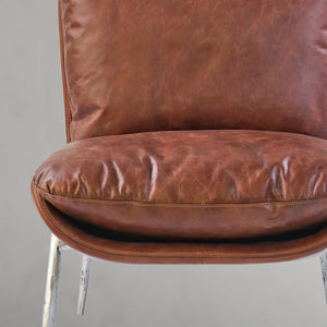 Thaddeo Vintage Leather Armrest Lounge Chair - Zonesus