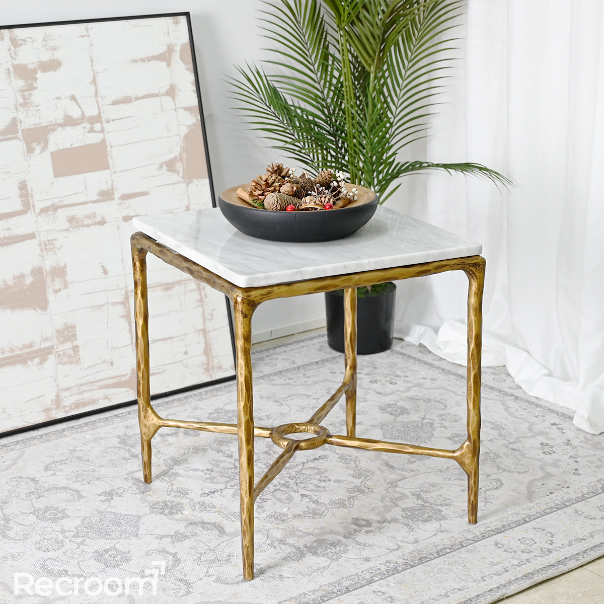 Thaddeo Marble Square Side Table 18" / 22" Overhang O - Zonesus