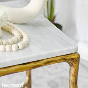 Thaddeo Marble Square Side Table 18" / 22" Overhang O - Zonesus