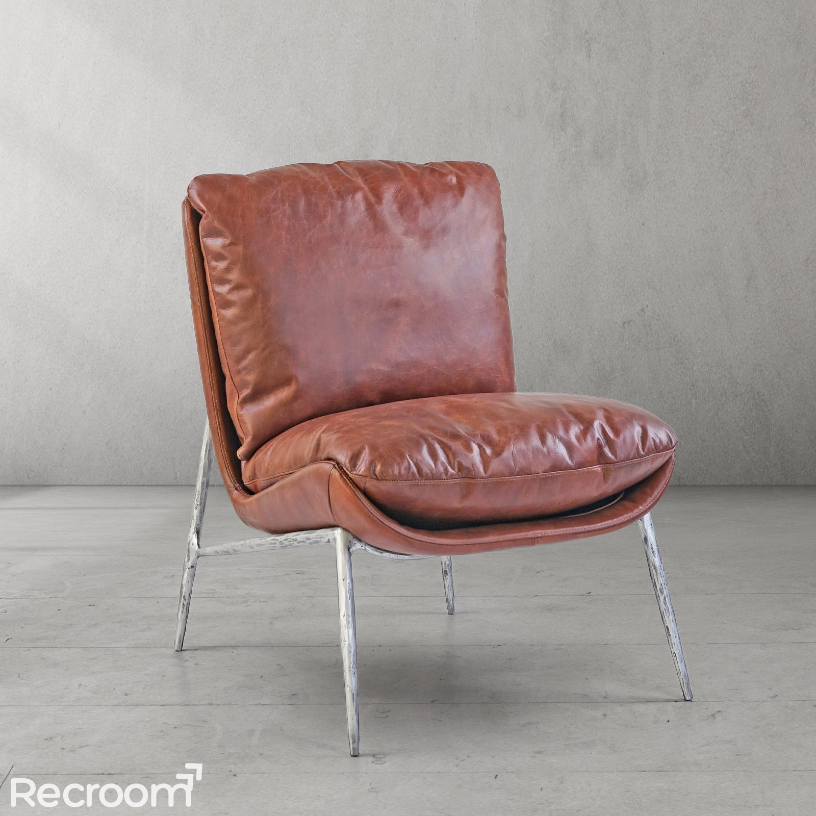 Thaddeo Vintage Leather Armrest Lounge Chair - Zonesus