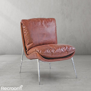 Thaddeo Vintage Leather Armrest Lounge Chair - Zonesus
