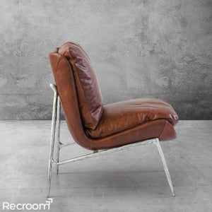 Thaddeo Vintage Leather Armrest Lounge Chair - Zonesus