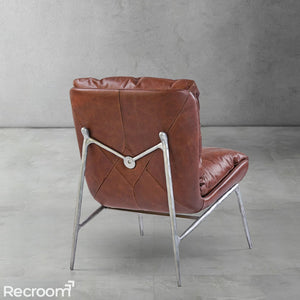 Thaddeo Vintage Leather Armrest Lounge Chair - Zonesus