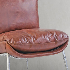 Thaddeo Vintage Leather Armrest Lounge Chair - Zonesus