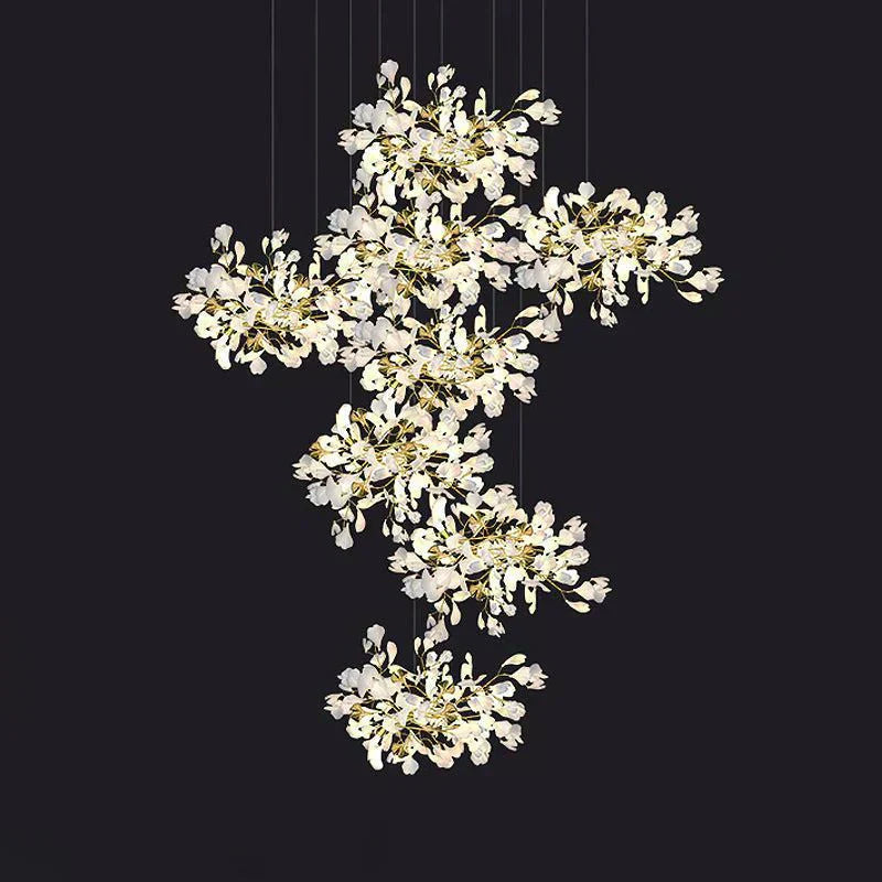 Ceramic Ginkgo Cascading Chandelier - Zonesus