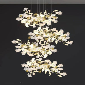 Ceramic Ginkgo Cascading Chandelier - Zonesus