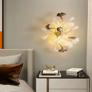 Ceramic Ginkgo Leaf Wall Lamp - Zonesus