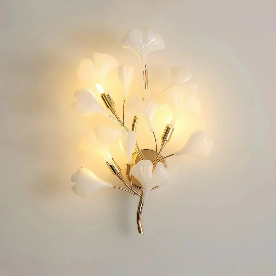 Ceramic Ginkgo Leaf Wall Lamp - Zonesus