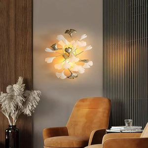 Ceramic Ginkgo Leaf Wall Lamp - Zonesus