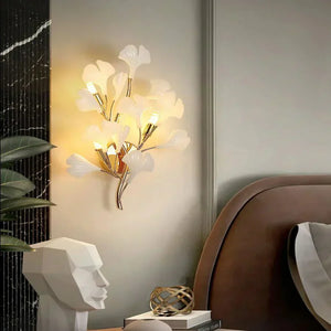 Ceramic Ginkgo Leaf Wall Lamp - Zonesus