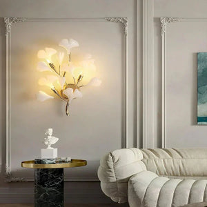 Ceramic Ginkgo Leaf Wall Lamp - Zonesus