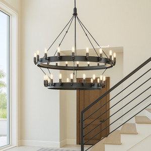 Caminon Vintage Filament Two-Tier Chandelier 38" - Zonesus