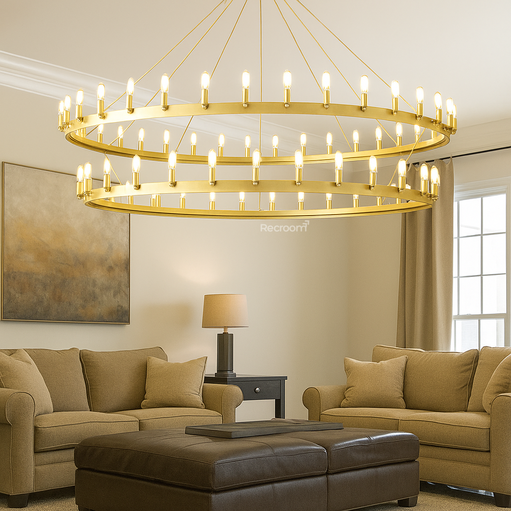 Caminon Vintage Filament Two-Tier Chandelier 71" - Zonesus