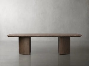 San Germani 72" Stone Coffee Table with Dauphine Base in Espresso - Zonesus