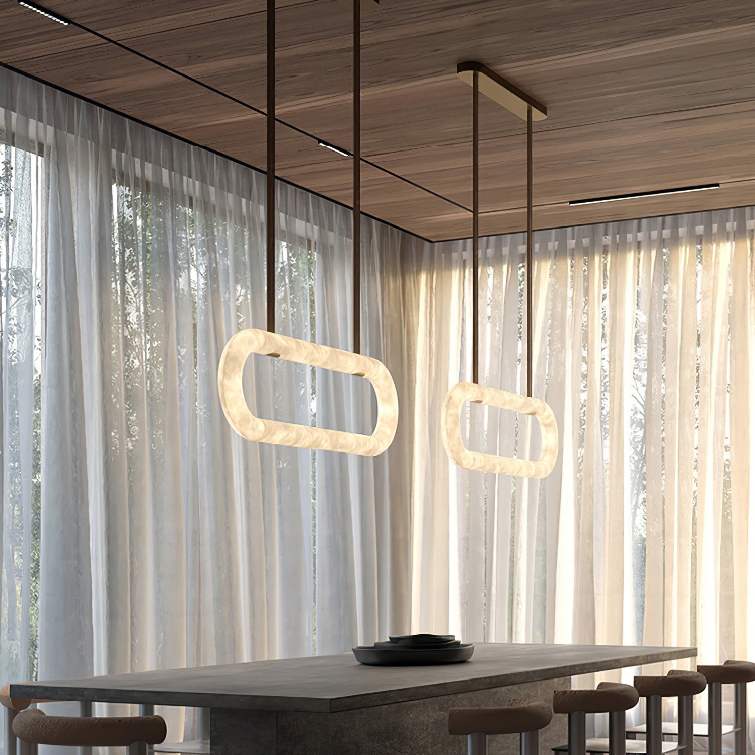 Circle Alabaster Chandelier - Zonesus