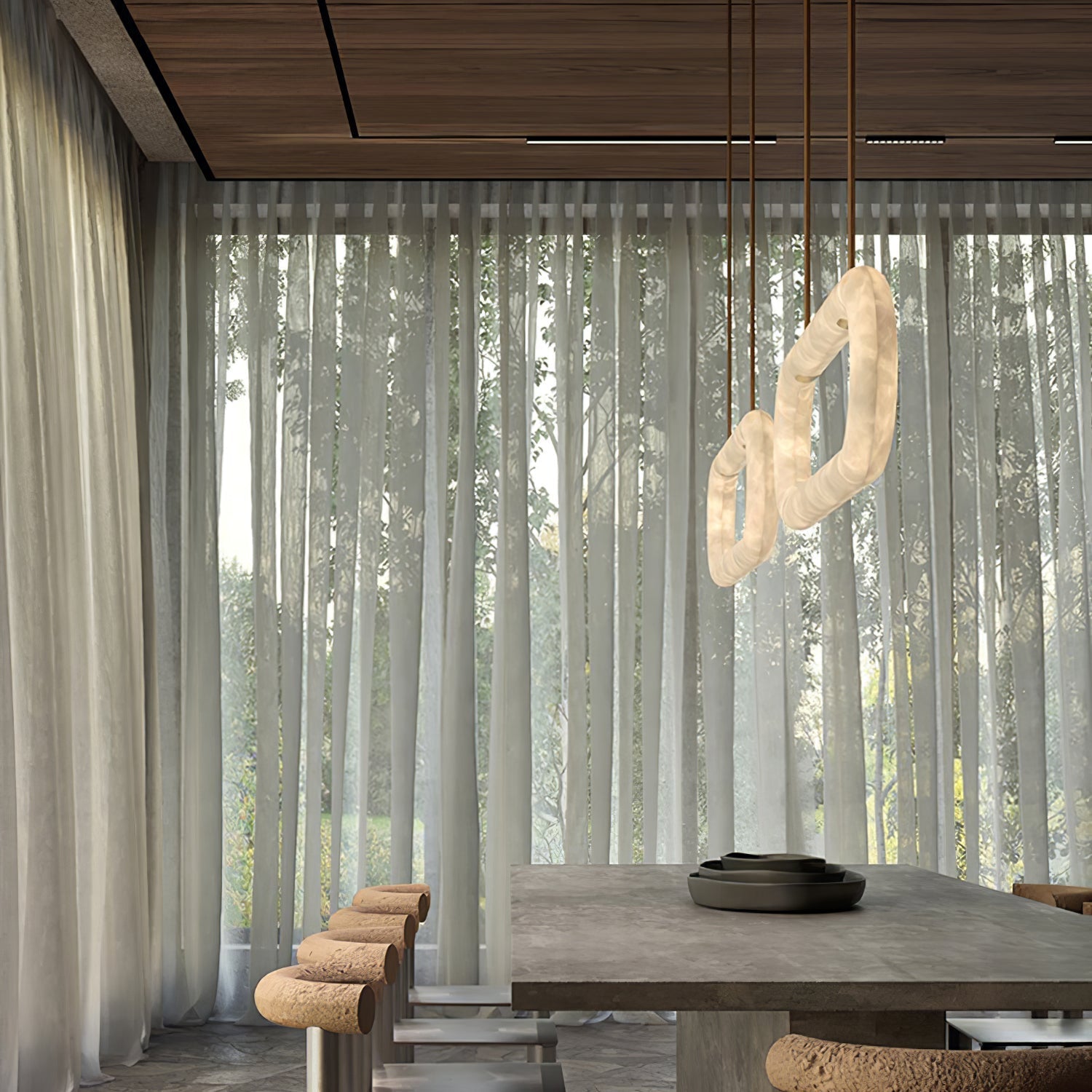 Circle Alabaster Chandelier - Zonesus