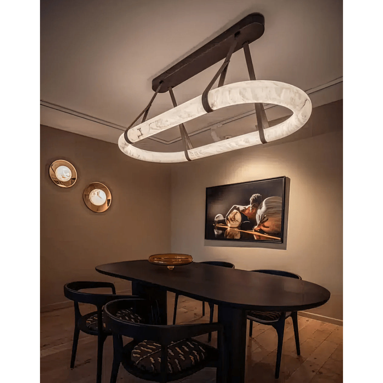 Circle Alabaster Chandelier - Zonesus
