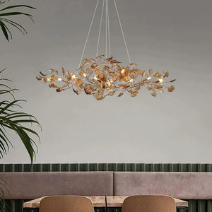 Colorful Glass Ceramic Leaf Chandelier - Zonesus