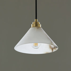 Conical Alabaster Brass Pendant Lamp - Zonesus