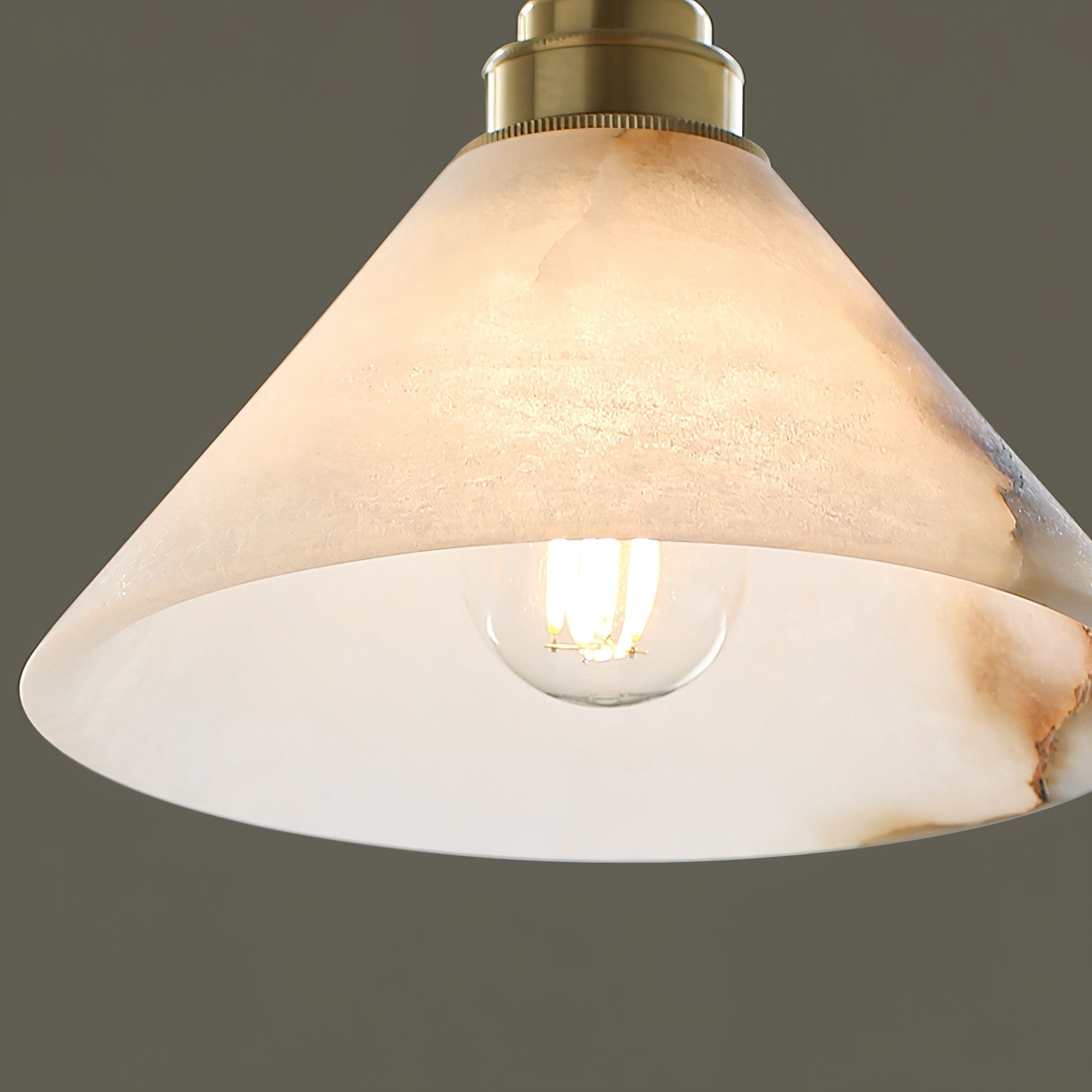 Conical Alabaster Brass Pendant Lamp - Zonesus