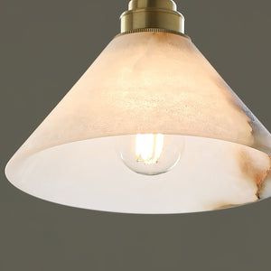 Conical Alabaster Brass Pendant Lamp - Zonesus