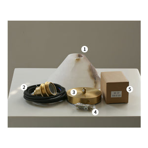 Conical Alabaster Brass Pendant Lamp - Zonesus