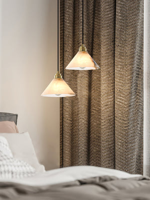 Conical Alabaster Brass Pendant Lamp - Zonesus