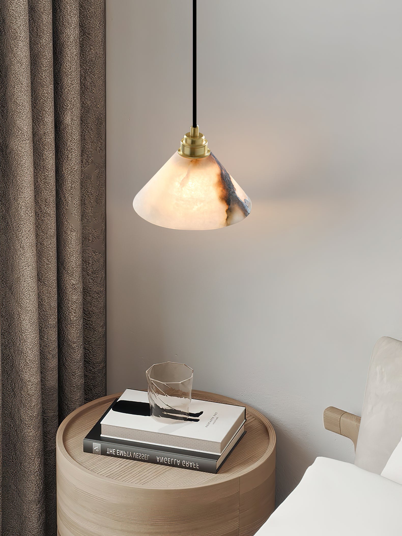 Conical Alabaster Brass Pendant Lamp - Zonesus