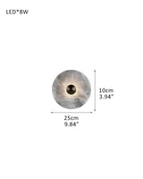 Modern Brass Hardwared Round Alabaster Conbination Plug-in Wall Lamp 10" Wide