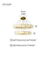 Elegant Light 3 Tier Alabaster LED Chandelier Wide 40" with Stain Gold Ring for High Ceiling