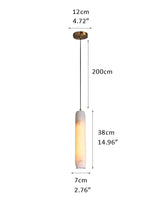 Nordic Luxury Marble Bronze Column 1-Light Alabaster Flute Pendant Light
