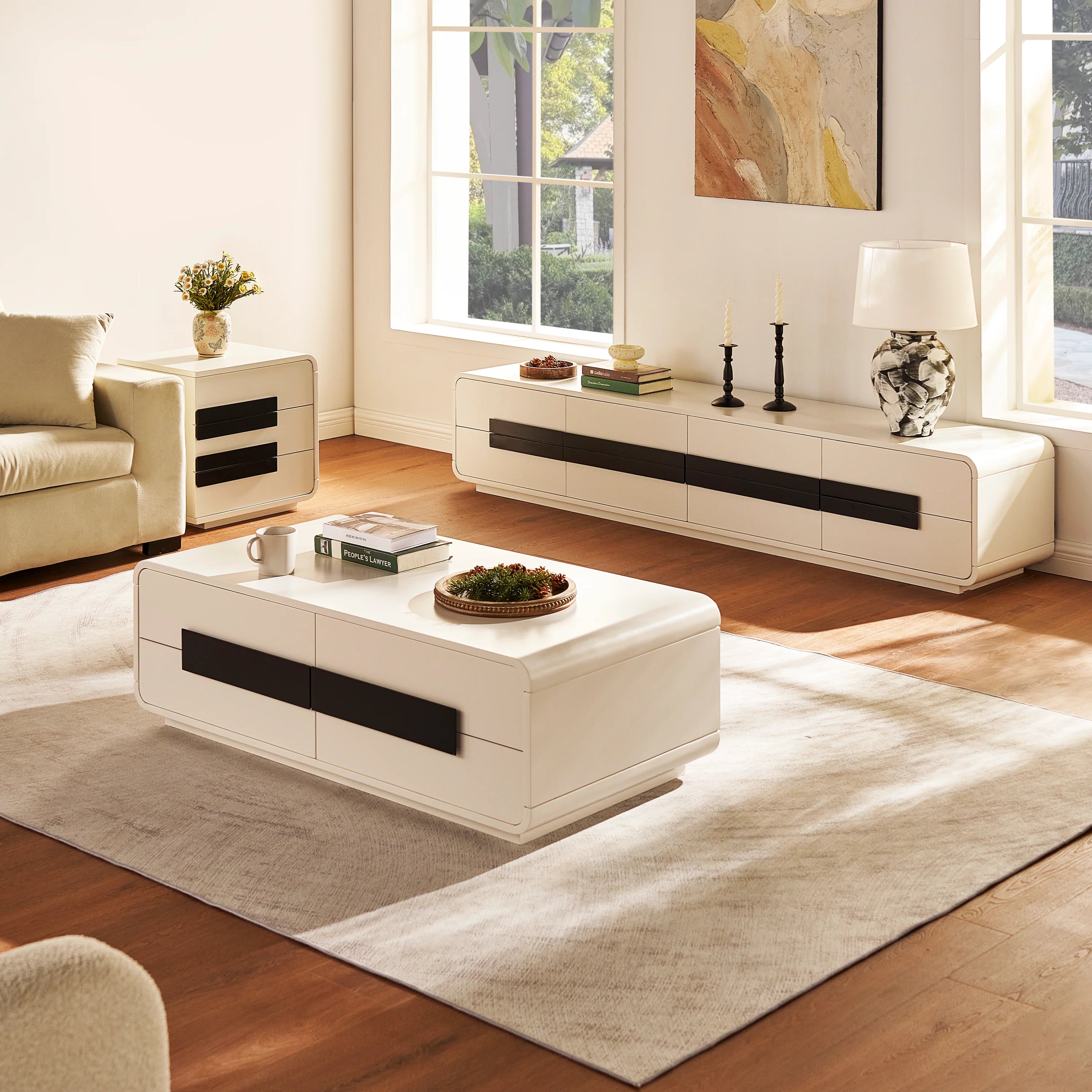 Soren Media Console And Coffee Table Set