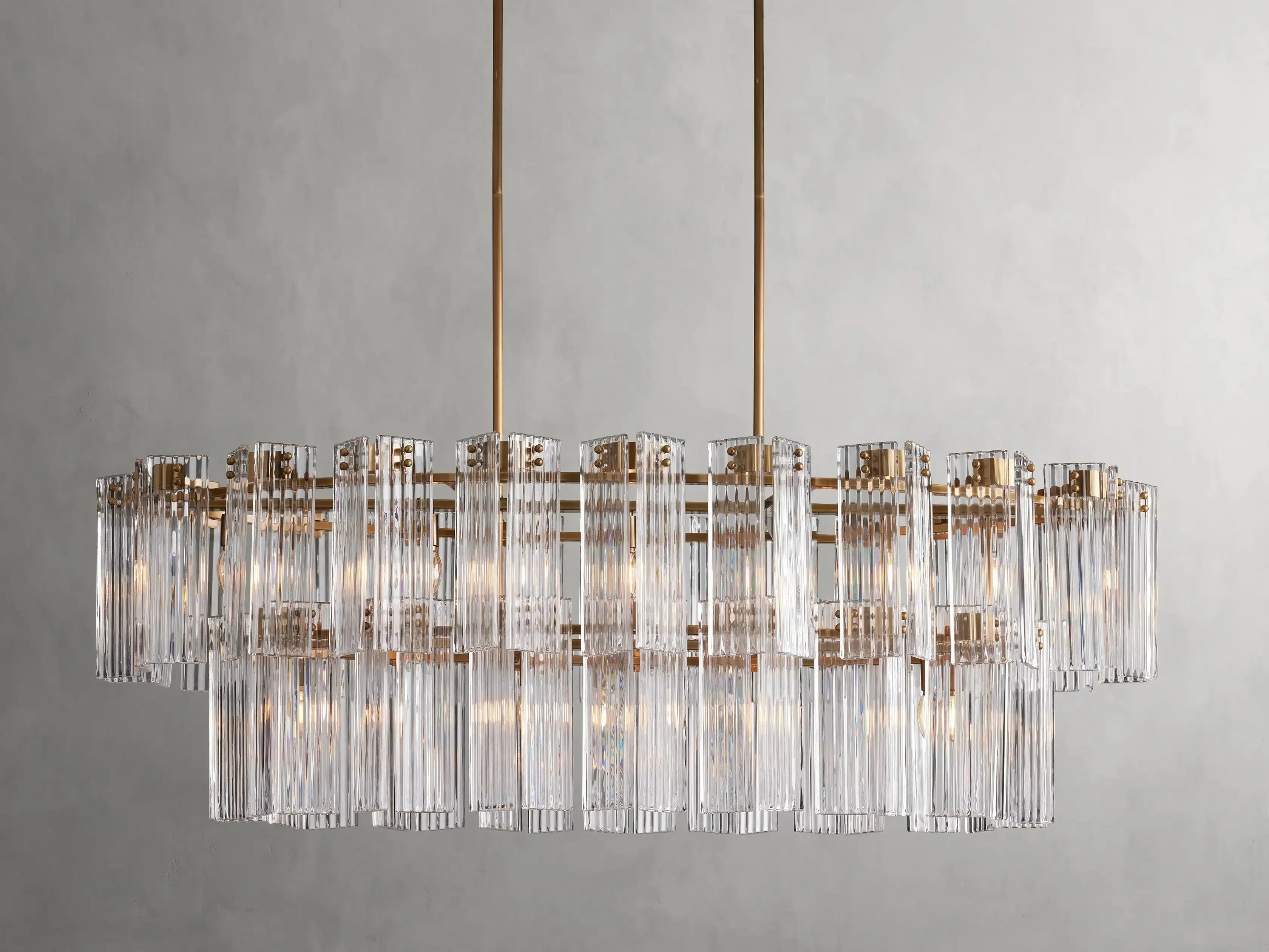 Delsie Oval Art Glass Chandelier 51''63''72''L - Zonesus