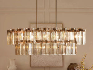 Delsie Oval Art Glass Chandelier 51''63''72''L - Zonesus