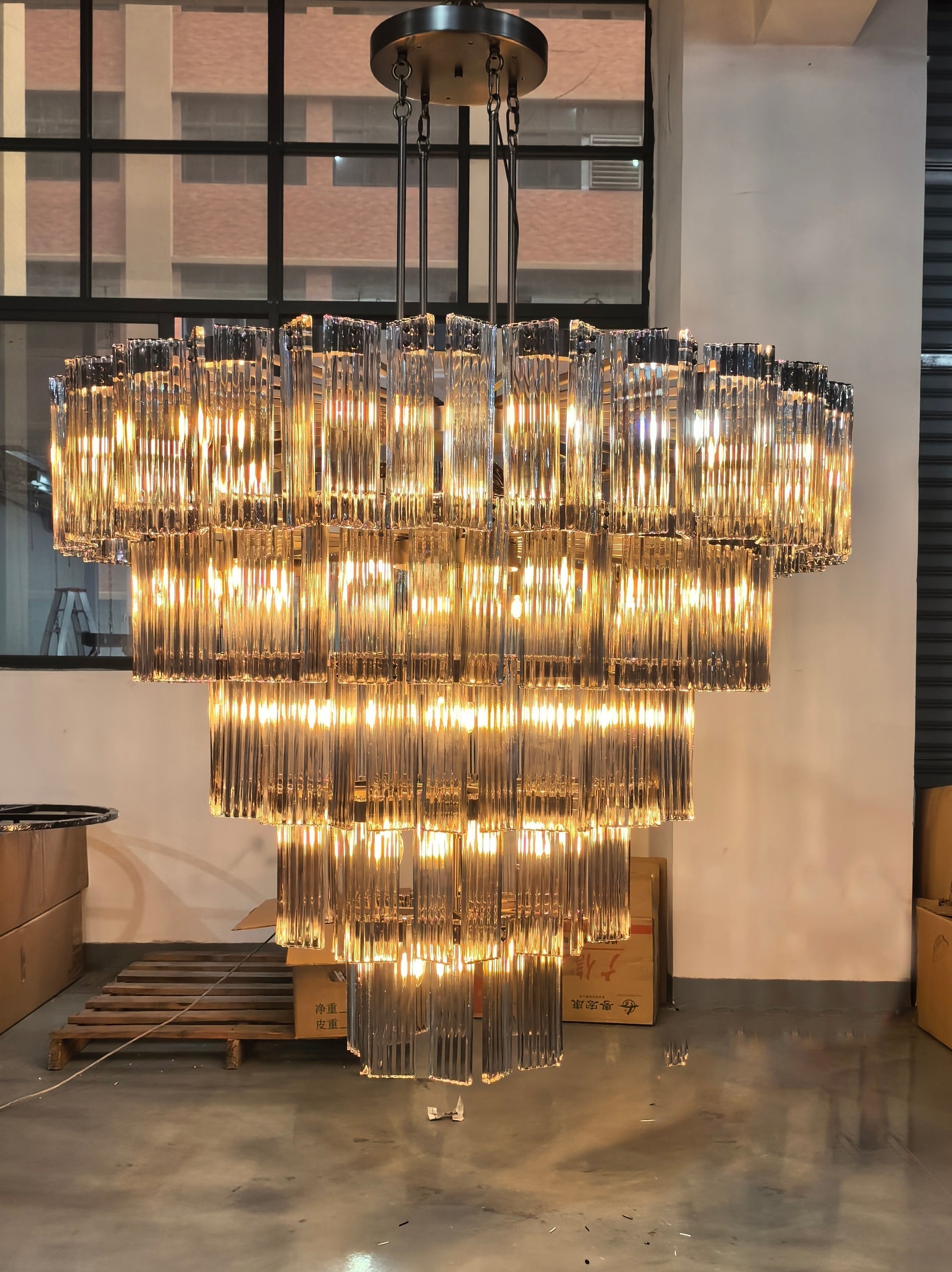 Delsie Round Art Glass Chandelier 38" 48" 60"D - Zonesus