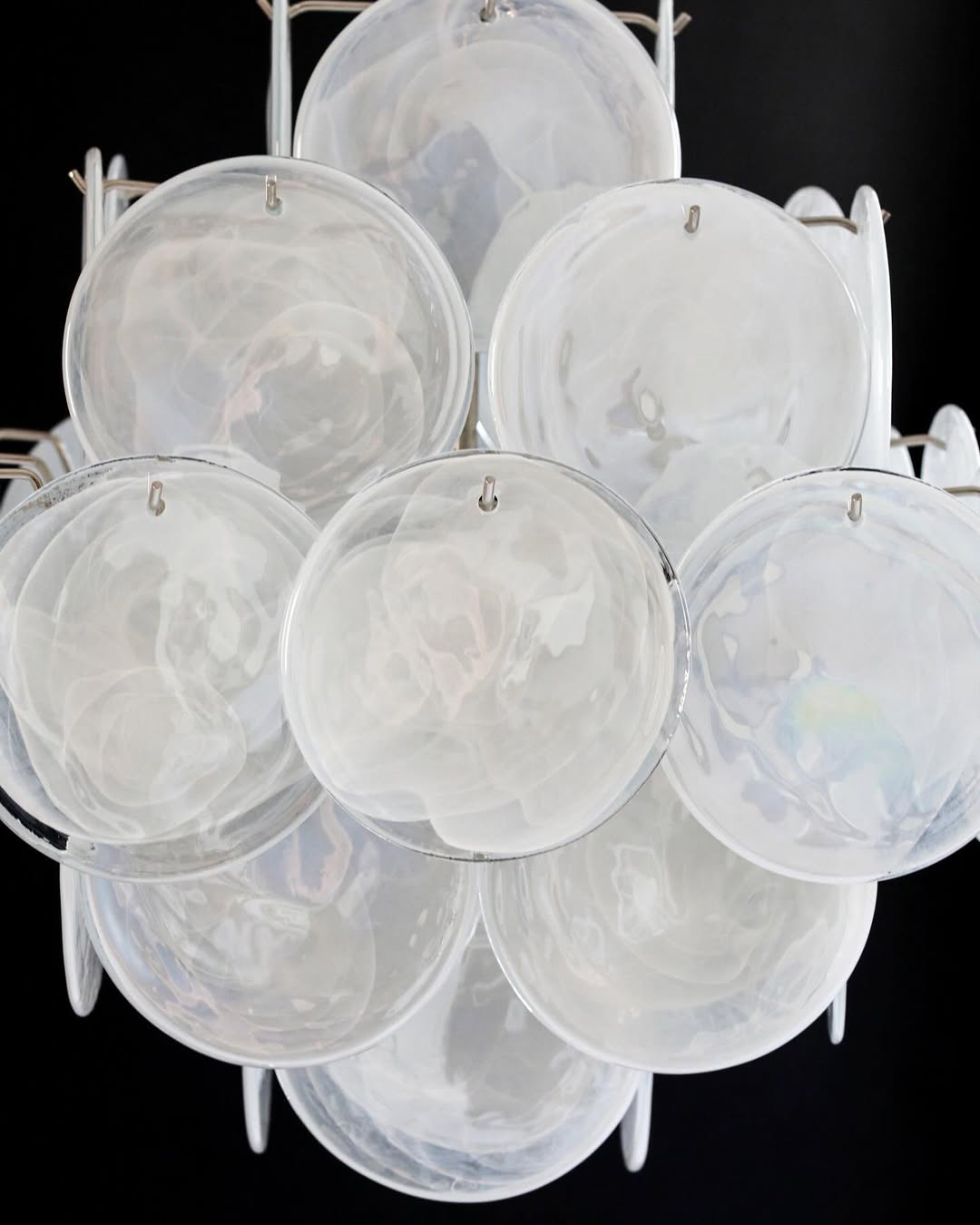 Murano Chandelier 36 White Disks - Zonesus